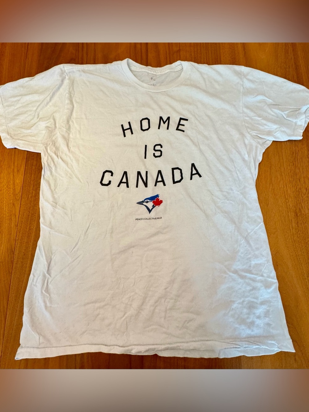 Peace Collective Home Is Canada 🇨🇦 Blue Jays Collab White Cotton T-shirt, Size L